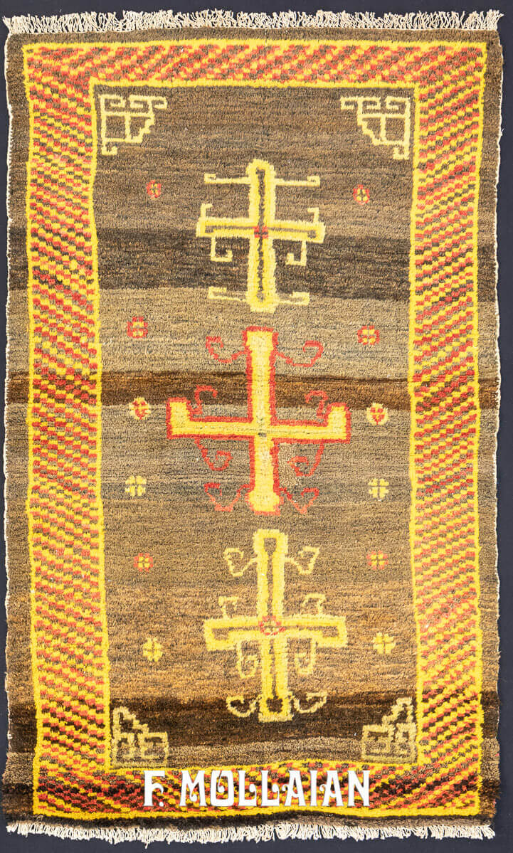 Tibetan Hand-knotted Antique Grey-Field Symbolyc Design Rug n°:983032